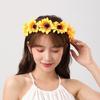 LED Sunflower Headband with Lighted Flower Wreath Floral Headpiece for Weddings Parties and Festival Occasion