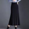 Women's High-Waisted Fishtail Velvet Skirt - Mid-Length Slimming Design for Autumn and Winter