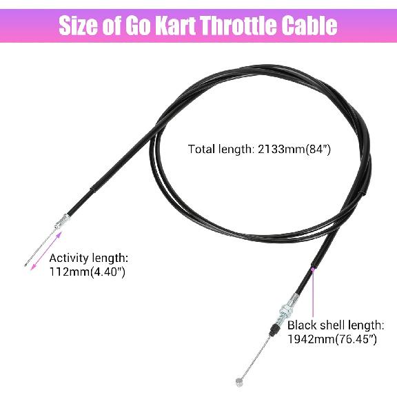 84 Inch Go Kart Throttle Cable Kit Replacement For Coleman KT196 Parts Predator 196Cc 212Cc 224Cc 6.5HP Engine Hisun HS200GK Gas Powered Go Kart Cart