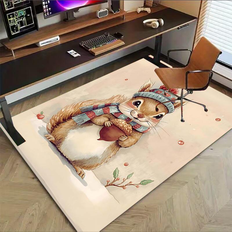 1PC squirrel winter Extra Large Non Slip Floor carpet, Office, family, bedroom, Studio   Large Area Rug Indoor Rugs, , Vibrant Colors