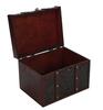 Antique-style wooden box with embossed details and retro rivet decoration for small items