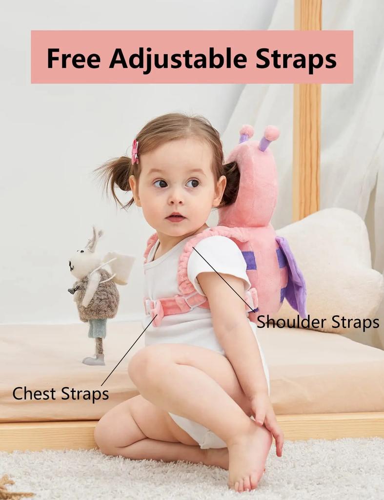 Cotton Imported Soft & Breathable Head Protection Backpack for Toddlers 0-3 Years Old Lightweight Design Adjustable Plush Straps Machine Washable