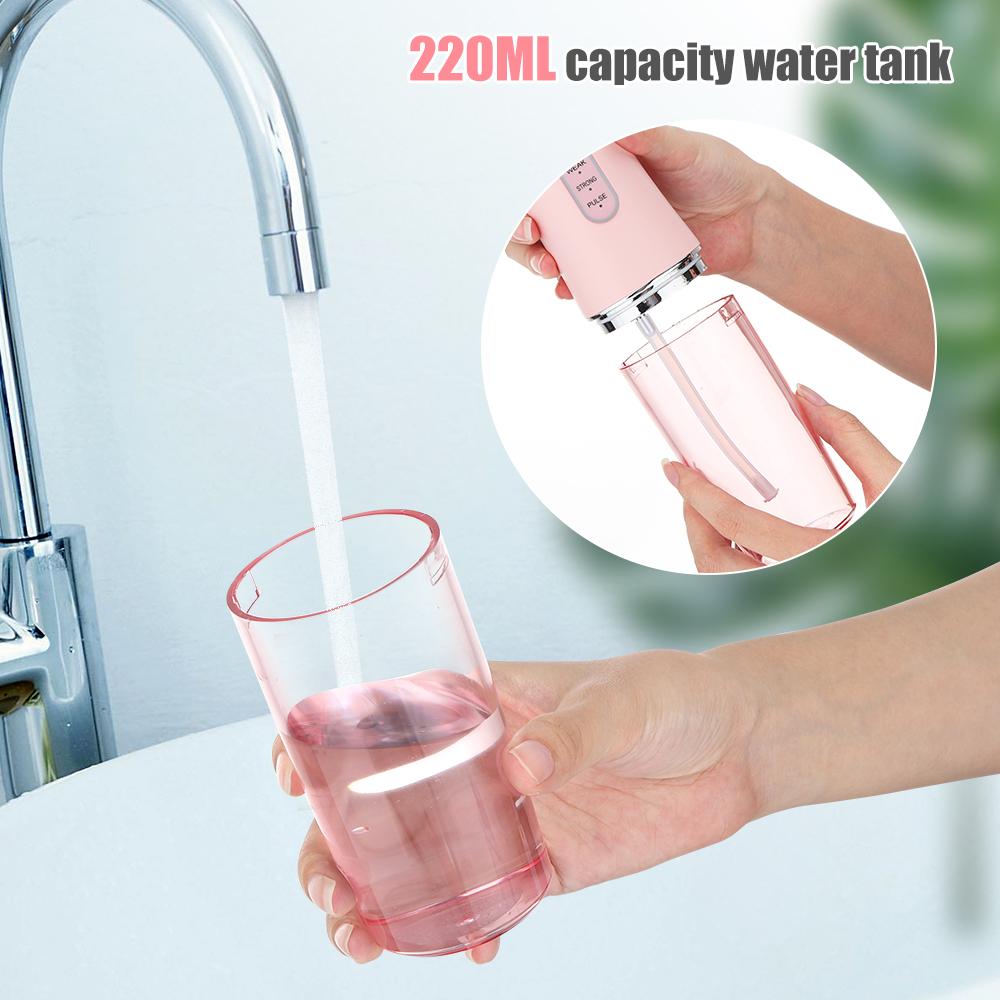 Portable Oral Irrigator Rechargeable Water Flosser Dental Water Jet Water Tank tooth Cleaner intelligent punch 220ml 3 Modes