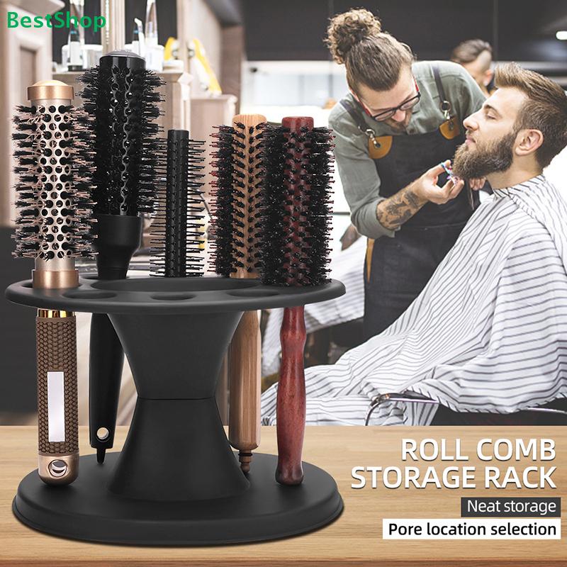 Salon Hair Brush Holder - 8-Hole Round Organizer for Barbershop & Home Styling Tools