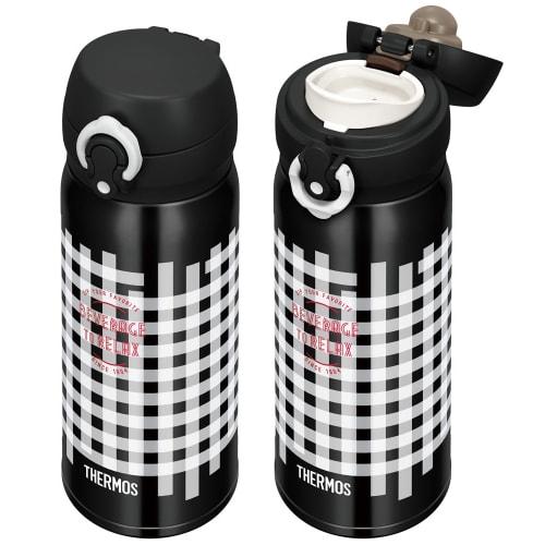 Thermos Water Bottle Vacuum Insulated Mobile Mug 400ml Black Gingham JNL-403 BKG