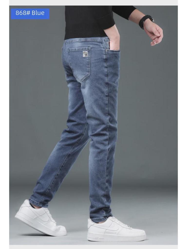 “Jeans Elásticos Slim Fit para Hombre 2024: Estilo Coreano de Moda para Primavera y Otoño”
