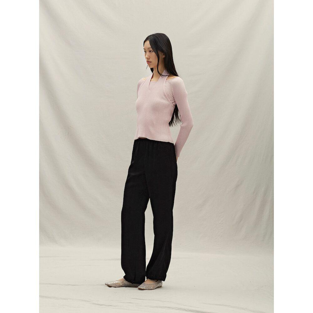 Anggae Velvet Satin Dancer Pants Black