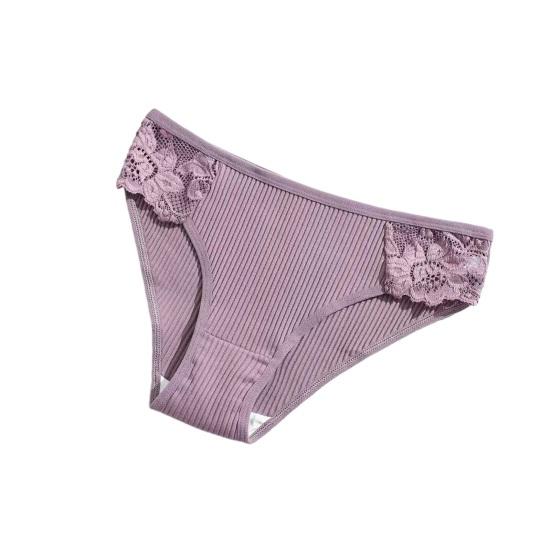 Cotton Underwear for Women Floral Lace Ribbed Low Rise Hipster Panties Soft Breathable Cheeky Bikini Briefs
