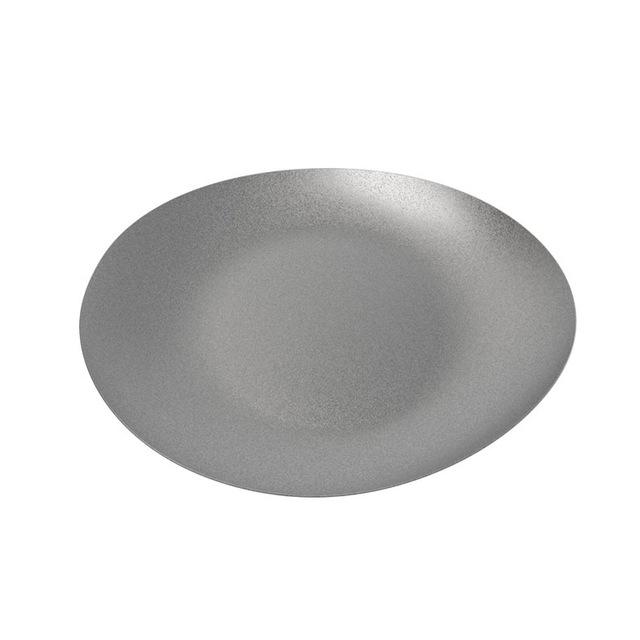 

Retro Camping Outdoor Tableware Irregular Non Slip Picnic Dining Plate Stainless Steel Portable Tray Trips Kitchen Cutlery