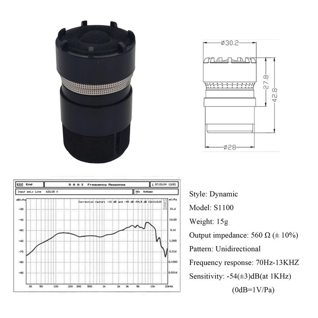 Wireless Karaoke Dynamic Microphone Cartridge Microfone High Sensitivity Dynamic Microphone Capsule Head S1100