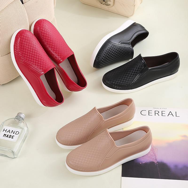 Fashion Rain Shoes Female Adult Low-top Non-slip Shallow Mouth Kitchen Waterproof Shoes Thick-soled Short Tube Work Rubber Shoes Water Boots