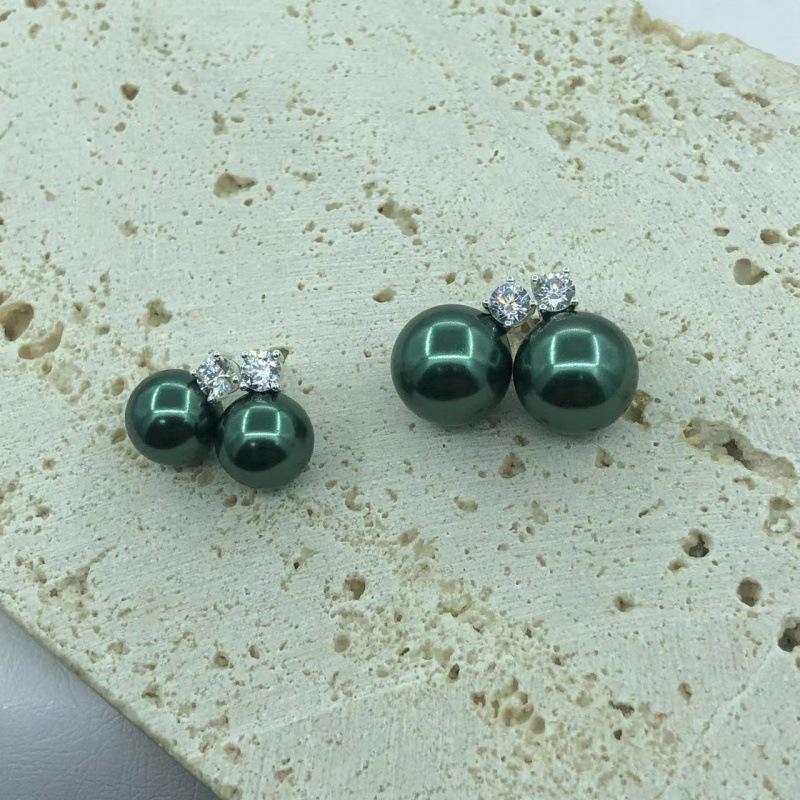 

Серьги-пусеты с кубическим цирконием и жемчугом в стиле Леди Ди, цвет Моранди, серебряная игла, женские украшения высокого класса