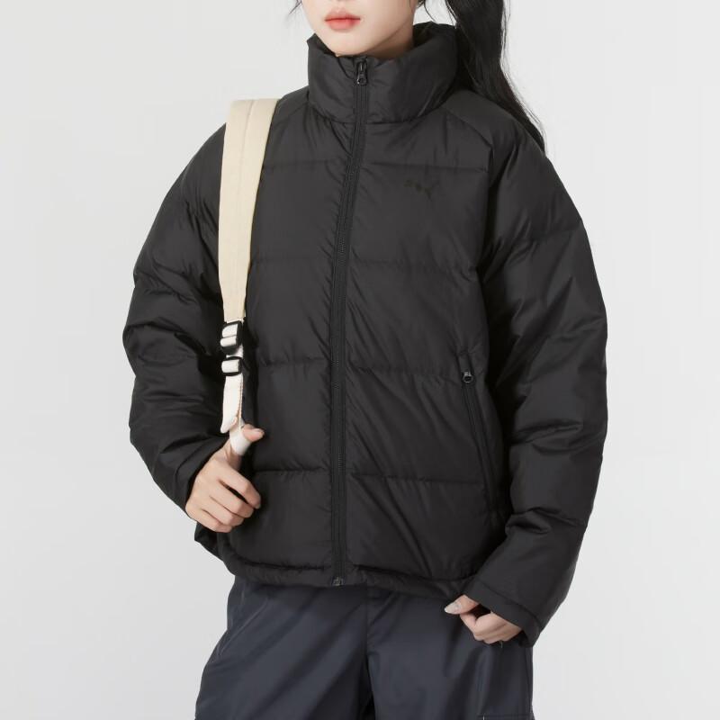 PUMA Down Jackets Women's Black Stand Collar Moderate Puffer Jacket 631635-01