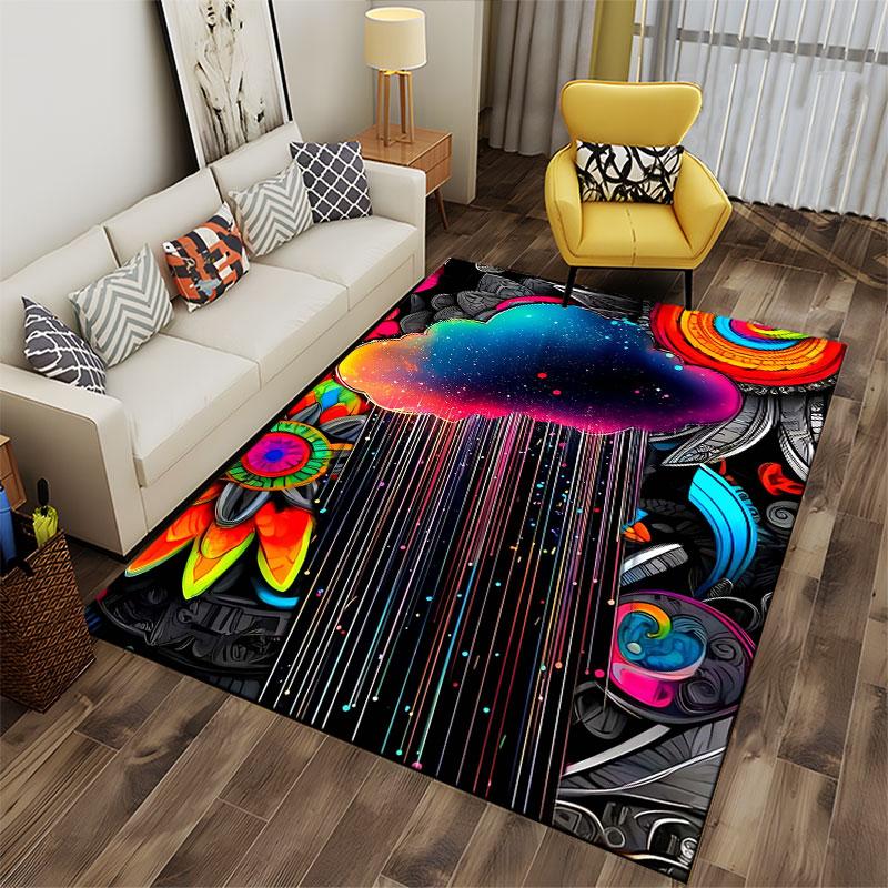 Colorful Abstract Rain Cloud suitable as a non-slip mat for the living room or bedroom sofa
