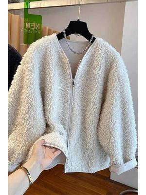 Giacca Invernale Spessa da Donna Stile Coreano in Finta Lana d'Agnello 2025 - Foderata in Pelliccia, Super Calda ed Elegante