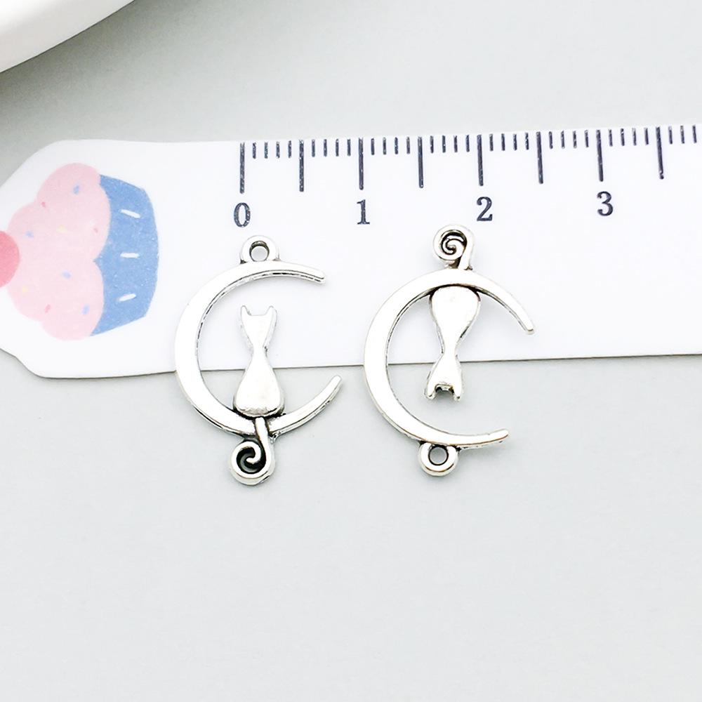 Set di 100 Ciondoli Gatto Farfalla Luna Argento Antico per Braccialetti e Collane Fai da Te