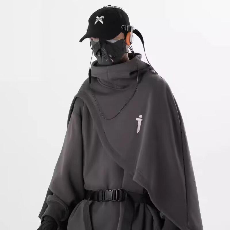 Unisex Embroidered High Collar Hooded Cape Sweater - Autumn/Winter European & American Style