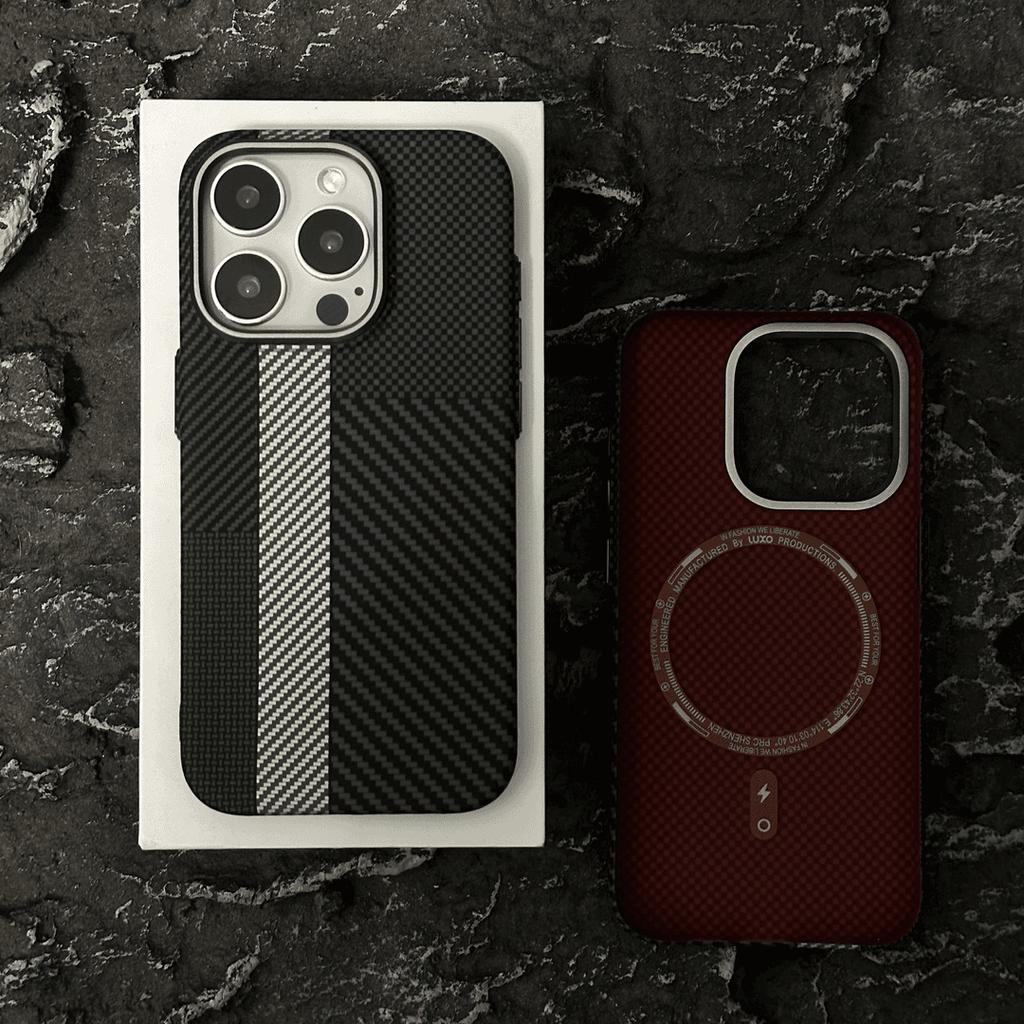 Applicable to Apple 17promax mobile phone case metal lens Kevlar carbon fiber texture iPhone16 anti-drop hard
