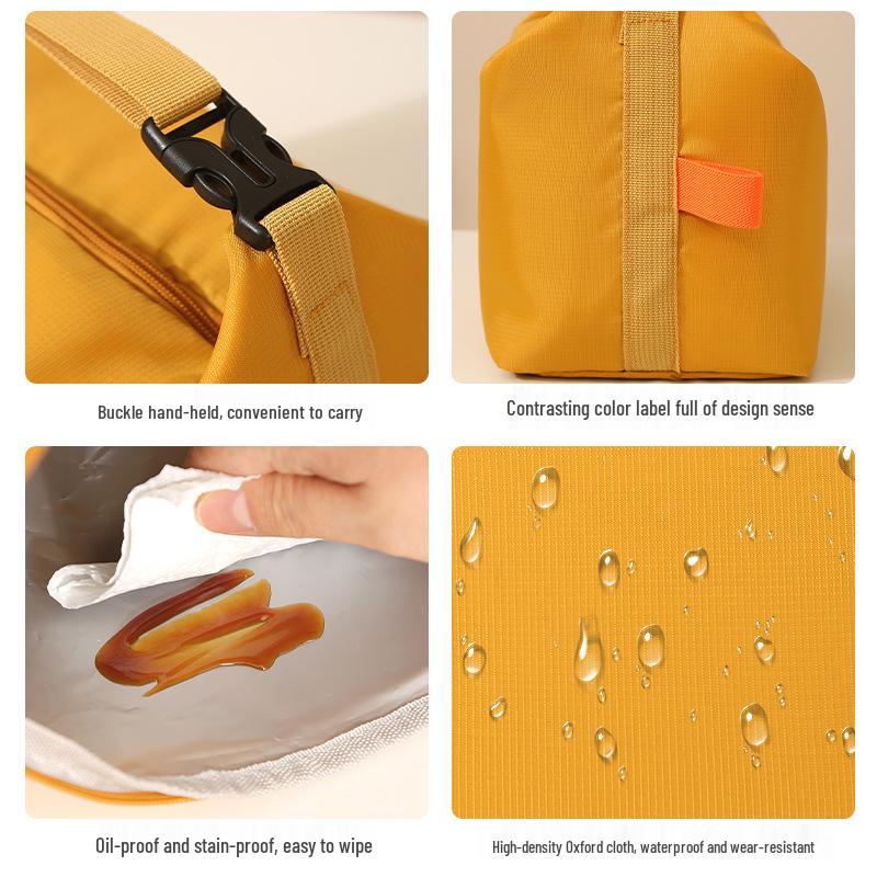 Japanese Style Insulated Lunch Bag - Large Capacity Bento Box with Thick Aluminum Foil for Office Workers