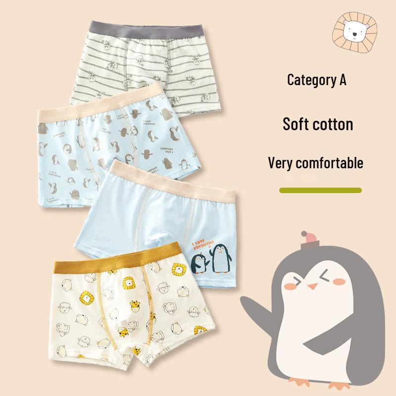 Dětské kreslené bavlněné boxerky se středním pasem - Prodyšné studentské spodní prádlo třídy A
