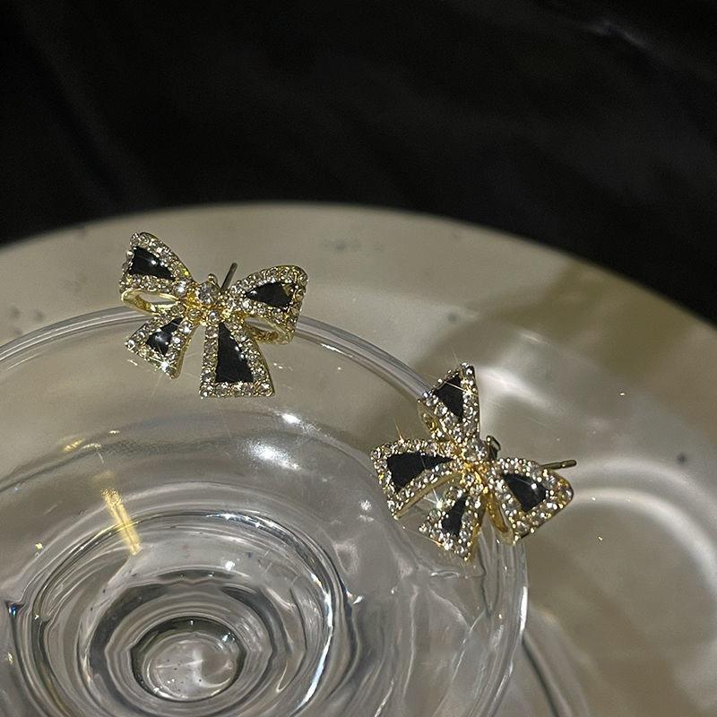 Shiny Rhinestone Bowknot Stud Earrings For Women Wedding Jewelry Party Accessries Fashion Earrings