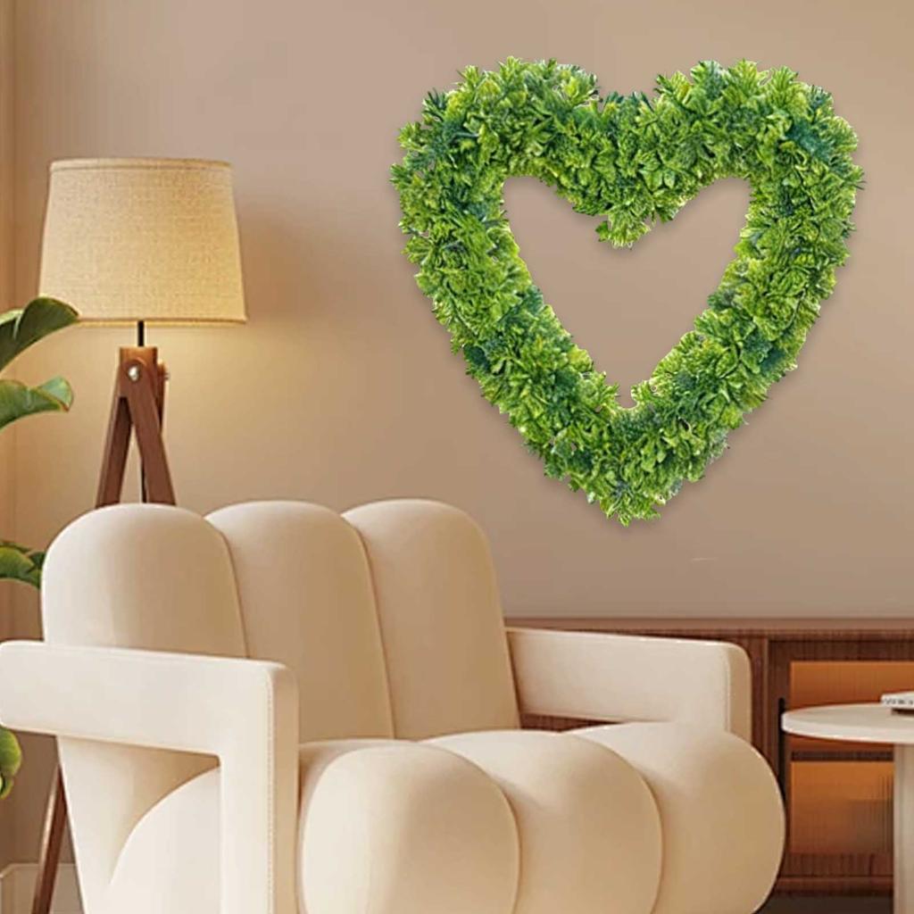Herz Liebe Girlande Wandbehang Schild Kunststoff Simulation Künstliche Grüne Blätter Kranz für Haustür Valentinstagsdekorationen