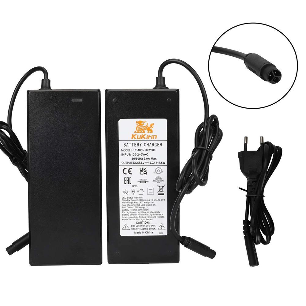 Charger 58.8V 2A Charger 3-Pin CQ Waterproof Head For Kukirin G2 Master/G3Pro Scooter EU Plug