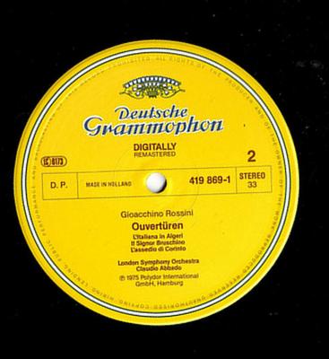Disque LP LONDON SYMPHONY ORCHESTRA CLAUDIO   Rossini Ouvertures 4198691 DEUTSCHE GRAMM Pays-Bas Classique Occasion