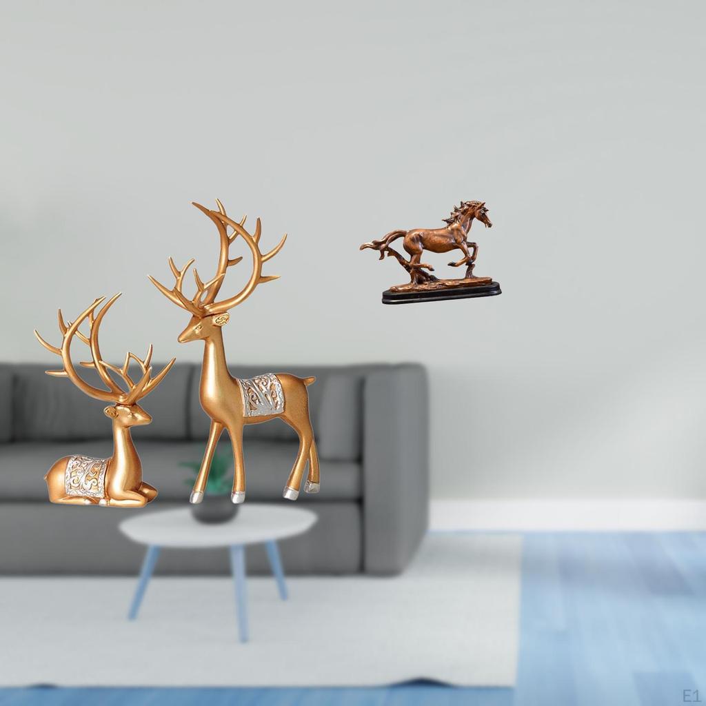 European Reindeer Horse Collectible Sculpture Figurine Artwork Ornament for Desk Decoration Bookcase