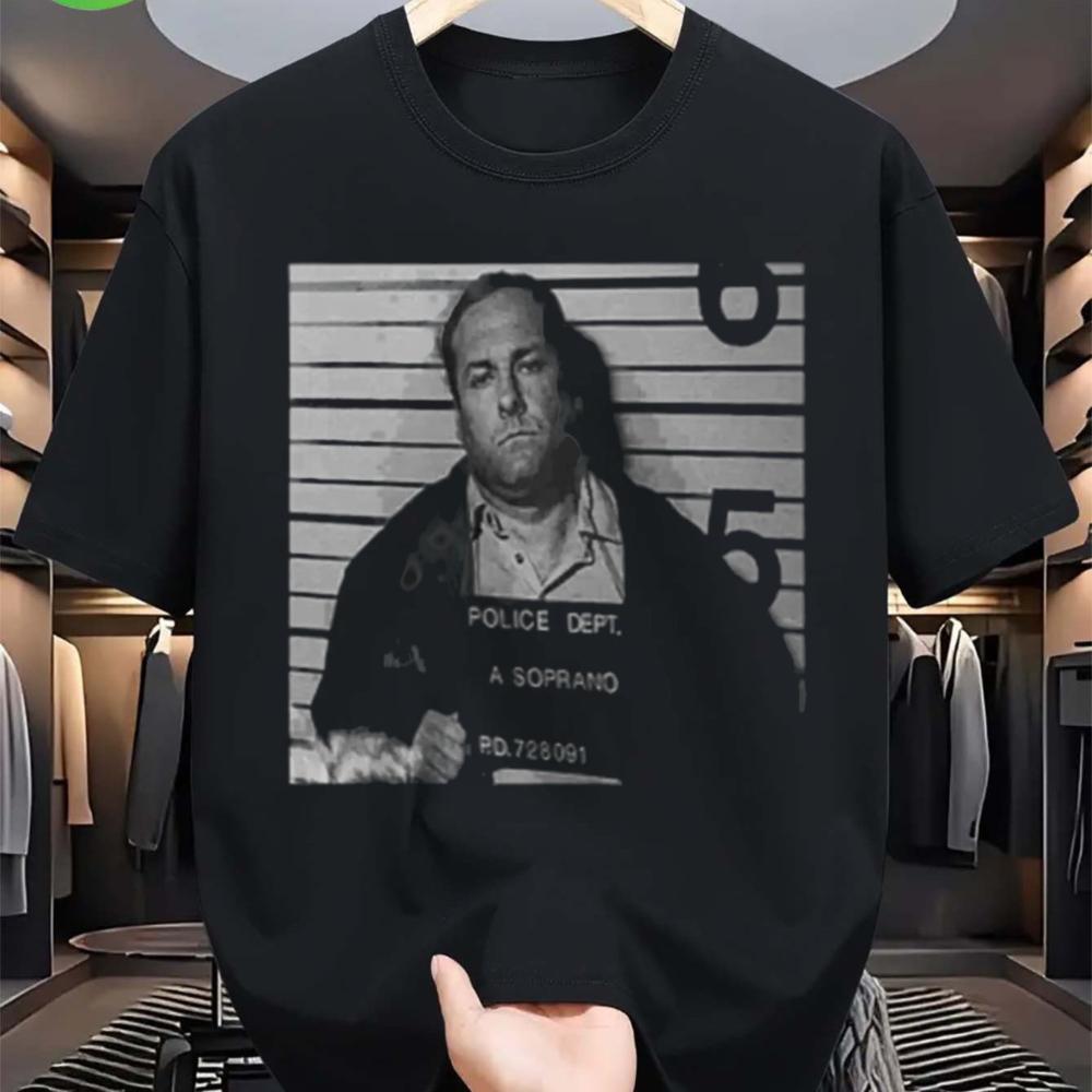 

UnisexS WomenS Tony Soprano V1 1115 TShirt Official TV Show Graphic Tee with Mugshot Design Regular Fit Short Sleeve L