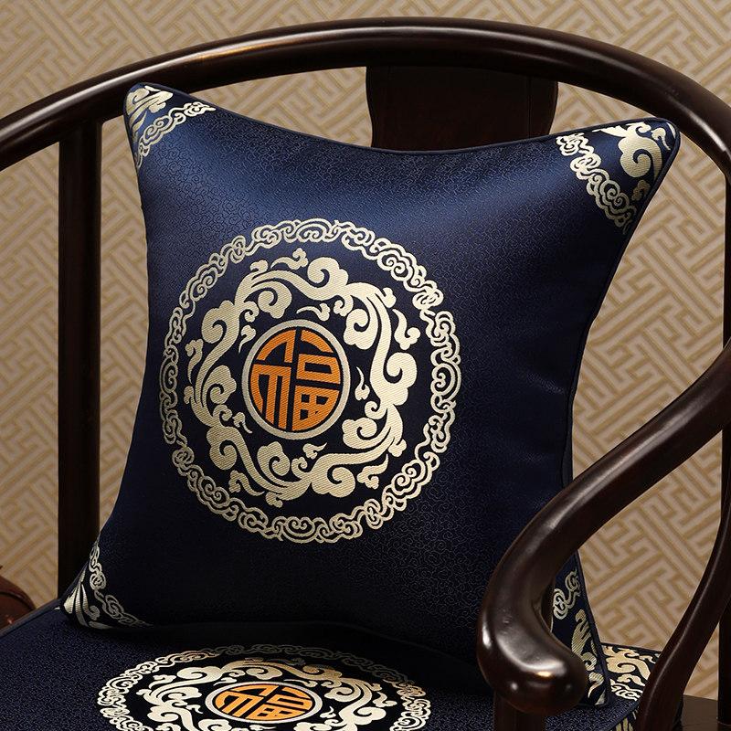 Chinese-Style Jacquard Square Pillow Cover Embroidered Lumbar Pillow Case Sofa Large Backrest Cover Hotel Office Home Decor