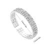 3-Layer Rhinestone Open Bangle Alloy Bracelet for Women Stylish Jewelry