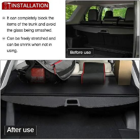 Bâche de coffre arrière rétractable pour Toyota 4Runner 2010-2023 2024 Cache-bagages rétractable Pare-soleil de protection de coffre pour accessoires 4Runner Cargo L