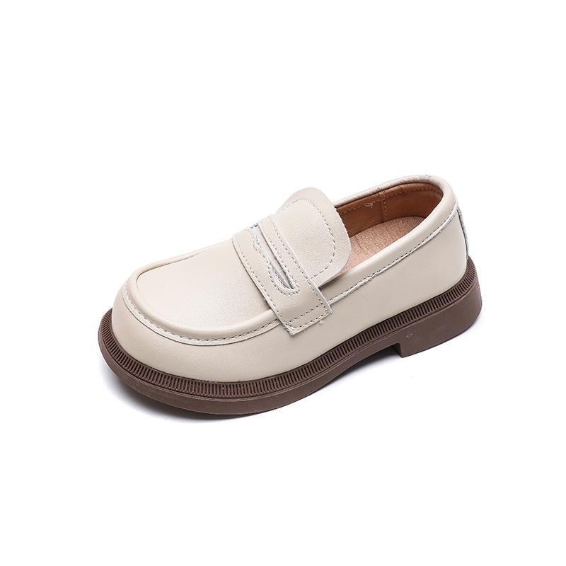 Small Leather Shoes British Style Genuine Leather Black Moccasins Soft Sole Fashionable Children's Single Shoes Baby Shoes