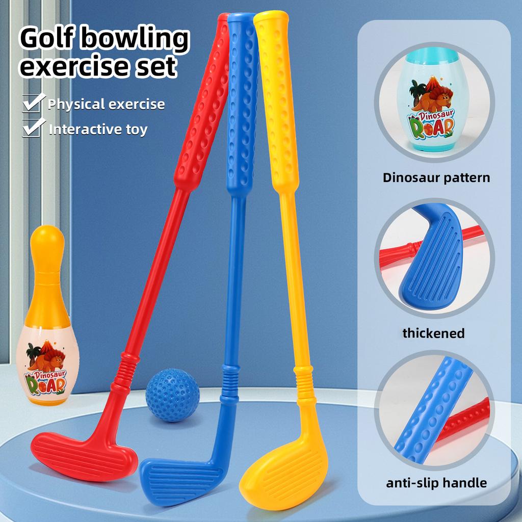 Fun Junior Golf Bowling Set With Easy Grip Handle Golf Club Ball And Bowling Pin For Kids Indoor Outdoor Sports Training