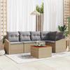 Garden Sofa Set 6 pcs Beige and Light Grey Poly Rattan