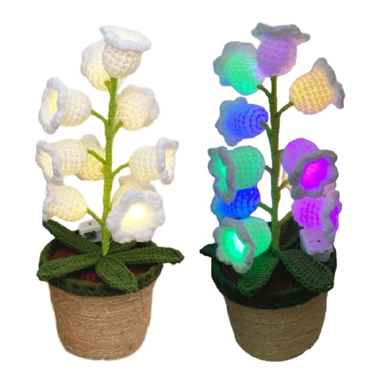Delicate Crochete Flower LED Light Decorations Knitted Flower Plant Lightd