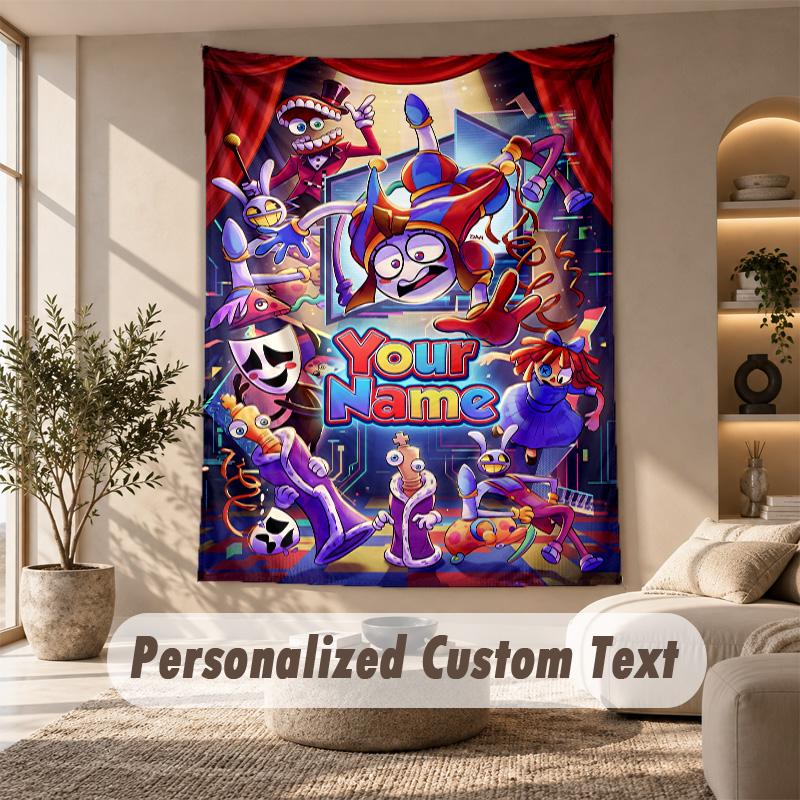 L'incredibile arazzo del Circo Digitale, Testo Personalizzato su Misura, Arazzo da Parete per Soggiorno Decorazione Murale per la Casa