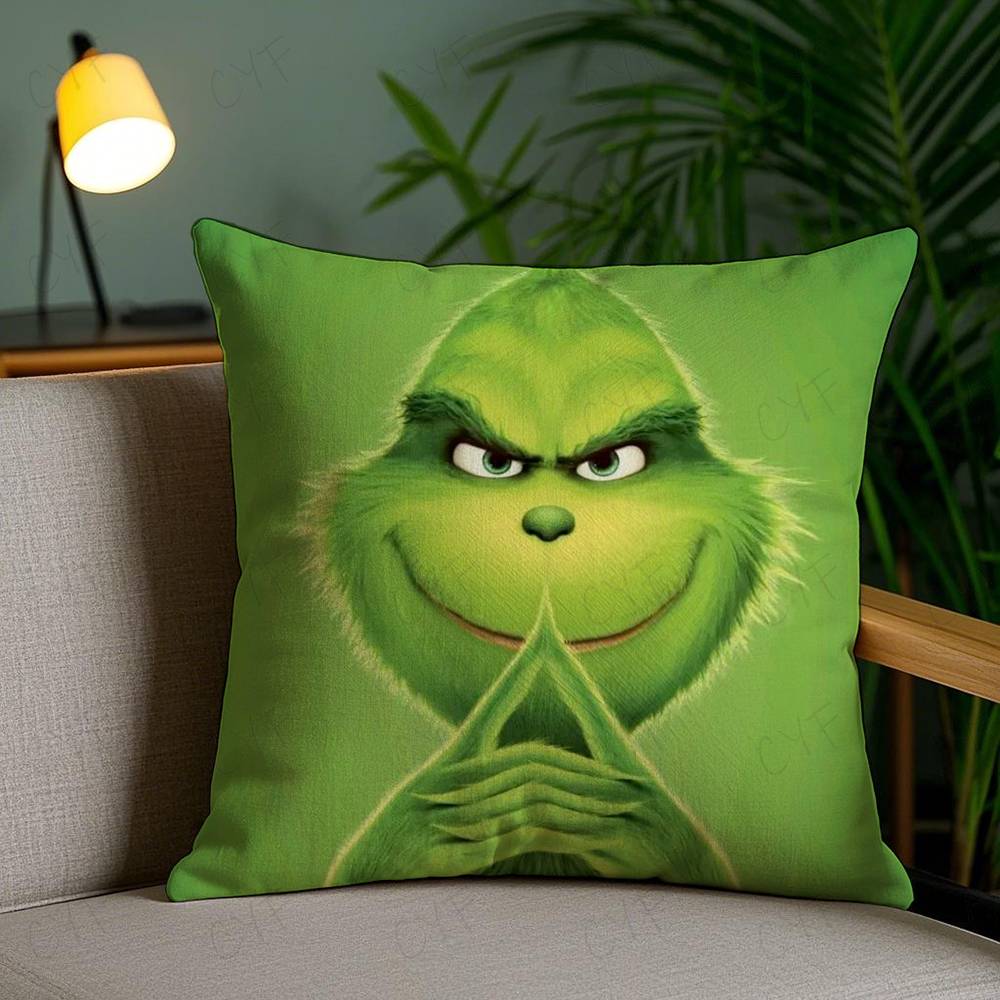 Federa per cuscino Film The G-Grinch C-Christmas Antiacaro Cerniera invisibile morbido peluche corto Copricuscino per divano