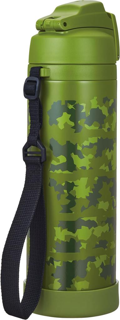 Thermos Water Bottle Vacuum Insulated Sports Bottle with Strap 1L Khaki Camouflage Cold Storage Only FJI-1001 KK-C