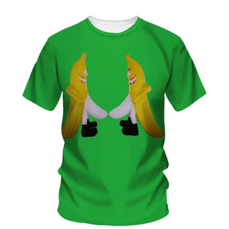 Men's and women's round neck 3D banana print T-shirt