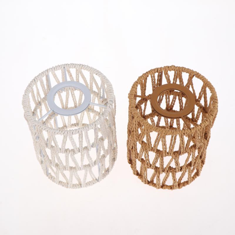 Handmade Paper Rope Woven Rattan Lampshade Boho Decorative Lampshade Table Lamp Decorative For Garden Yard Living Room