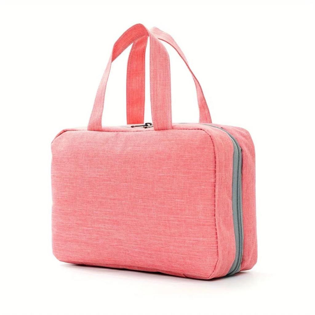 1pc Multi-Color Hanging Toiletry & Makeup Organizer Bag with Dry/Wet Separation – Gray, Navy Blue, Pink Four Color