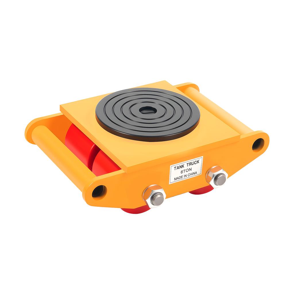 4pcs Machinery Mover 6T Machinery Skate Dolly 13200lbs Machinery Moving Skate W/ 360° Rotation Cap and 4 Rollers Yellow
