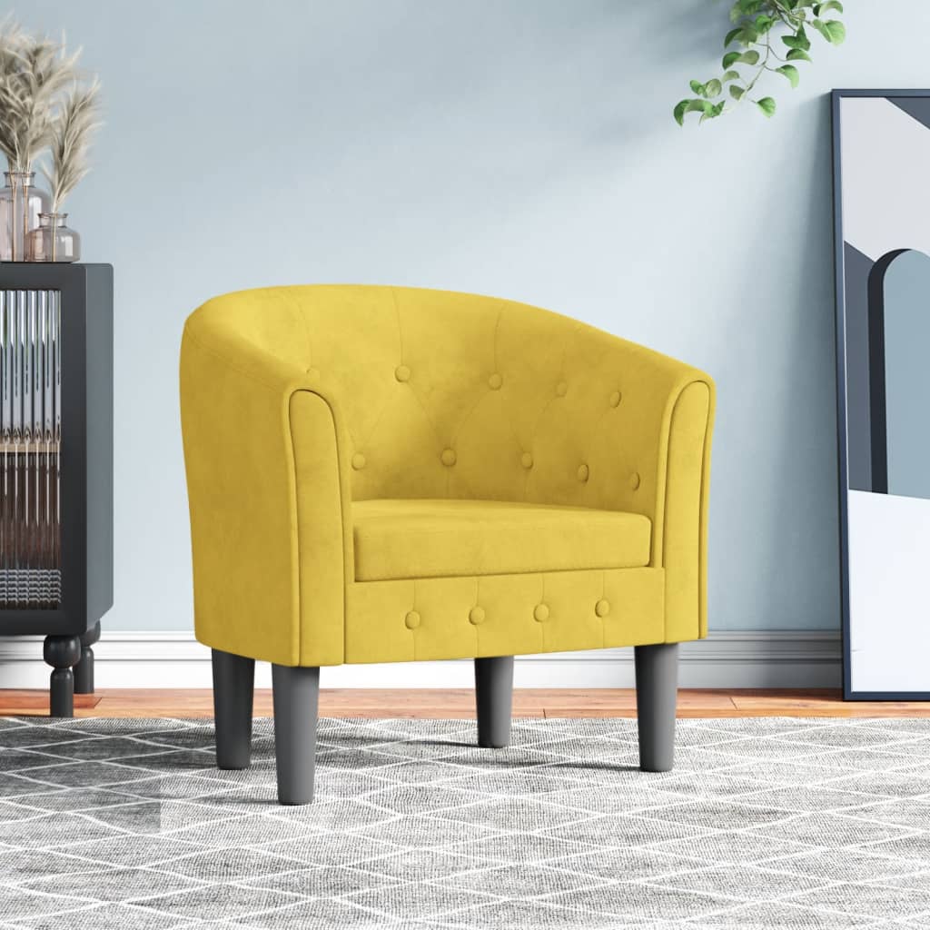 Club Chair Yellow Velvet
