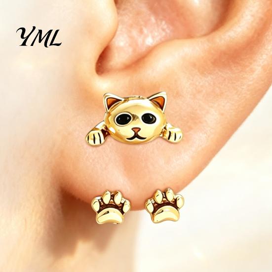 Birthday Presents for Her 1 Pair Cute Cat Paw Earrings Women, Vintage Front Back Stud Earrings, Small Kitten Jewelry Gift Lovers Unique Gifts Moms