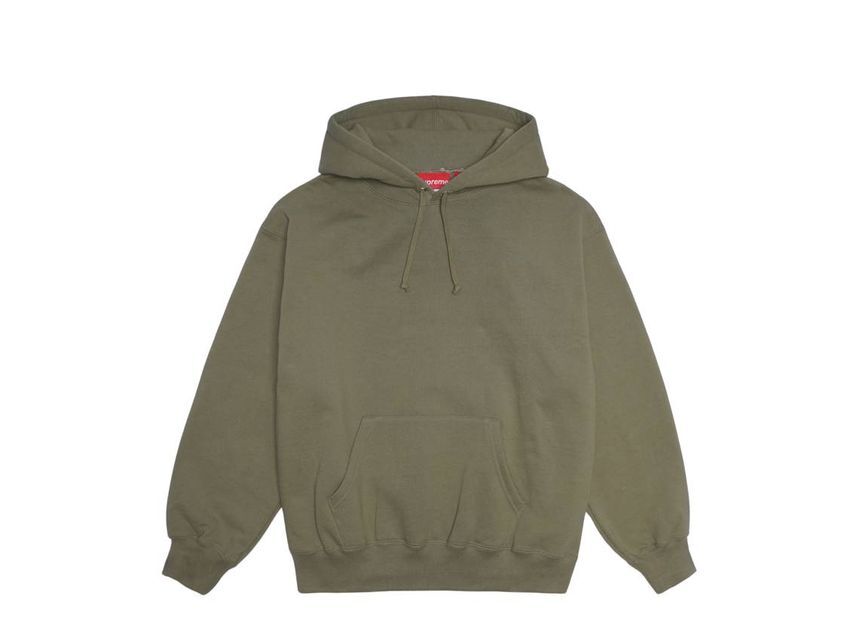 Supreme Felpa con Cappuccio e Applicazione in Raso Verde Oliva Chiaro