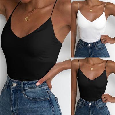 Summer Solid Color Sleeveless Basic Tops For Women Slim Fit Camisole Strap Vest For Layering Outerwear