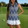Camiseta Polo de Golf sin Mangas para Mujer con Cuello Cremallera Estampada Camiseta sin Mangas Deportiva para Deportes Tenis Running Entrenamiento Ejercicio