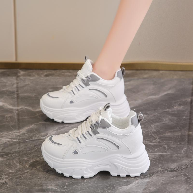 Thick-soled leather cotton shoes, winter velvet thickened dad shoes, small warm sneakers